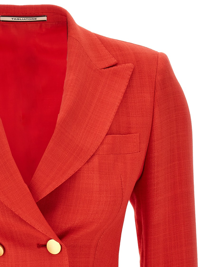 Tagliatore Double-breasted Blazer With Structured Shoulders In Red
