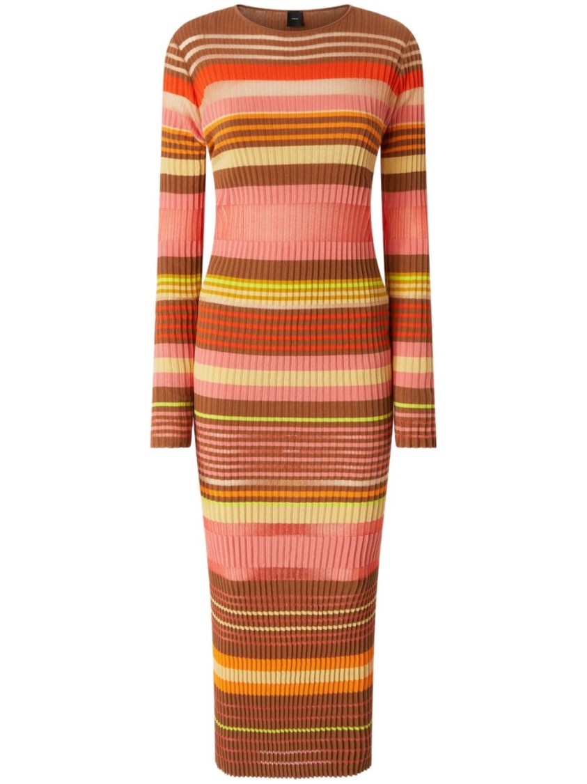 Shop Pinko Sassolungo Dress With Round Neck And Long Sleeves
