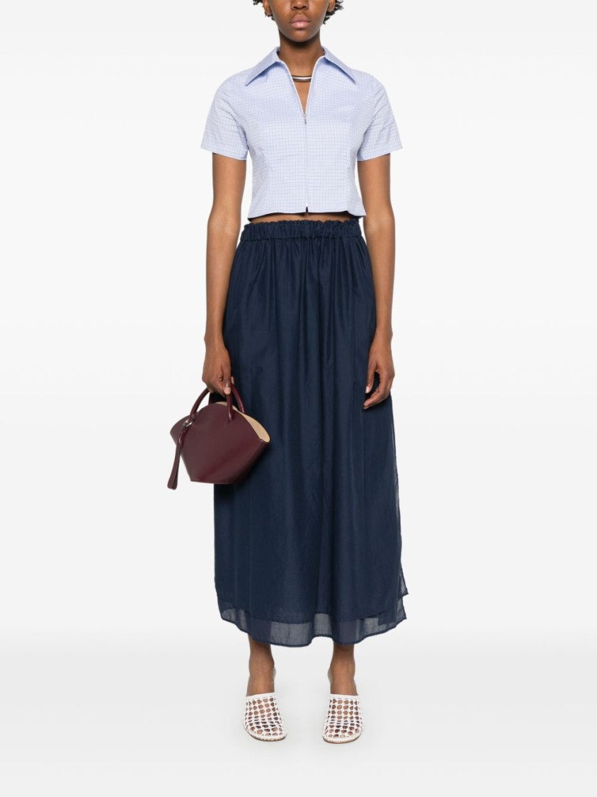 Jucca Navy Blue Cotton Midi Skirt In Blue