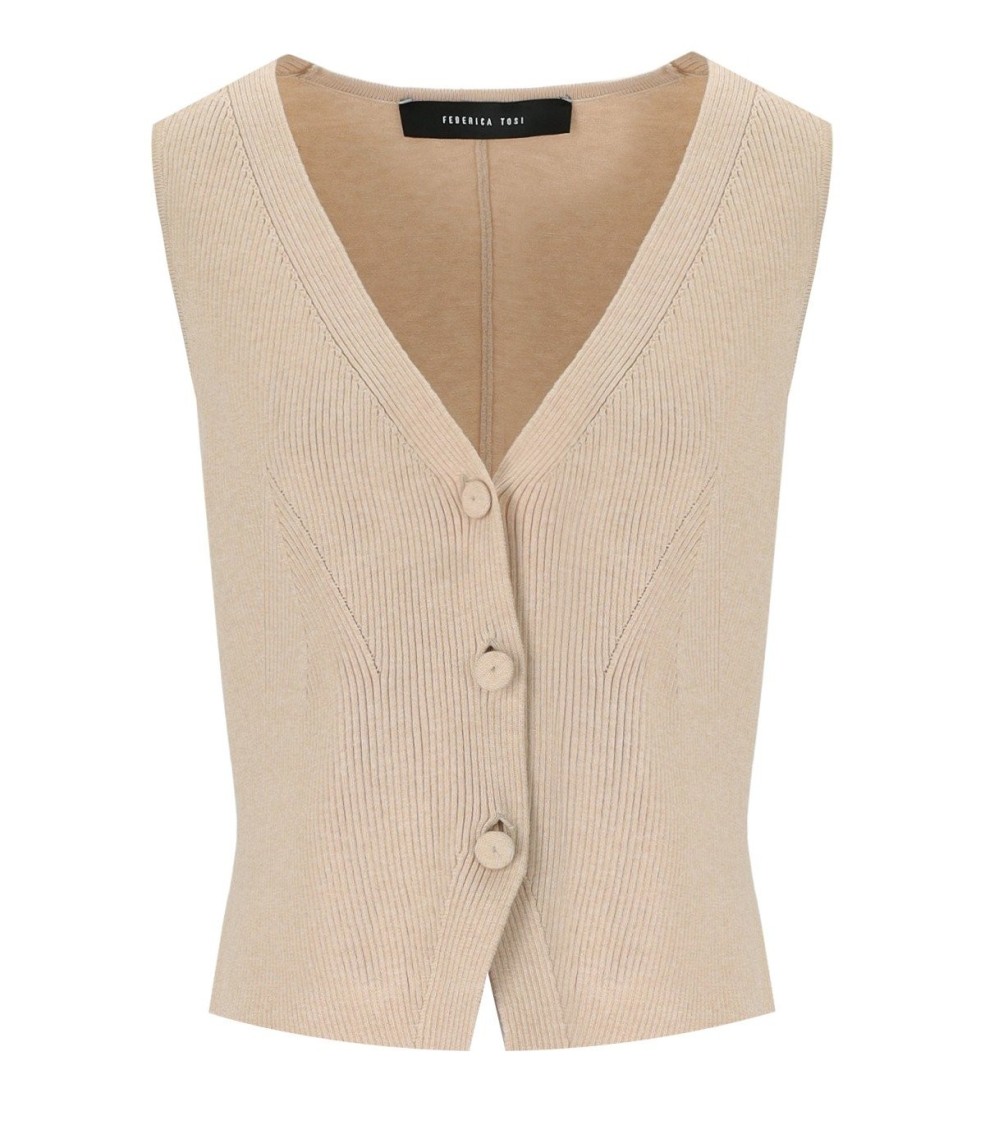 FEDERICA TOSI FEDERICA TOSI ECRU VEST WITH BOW