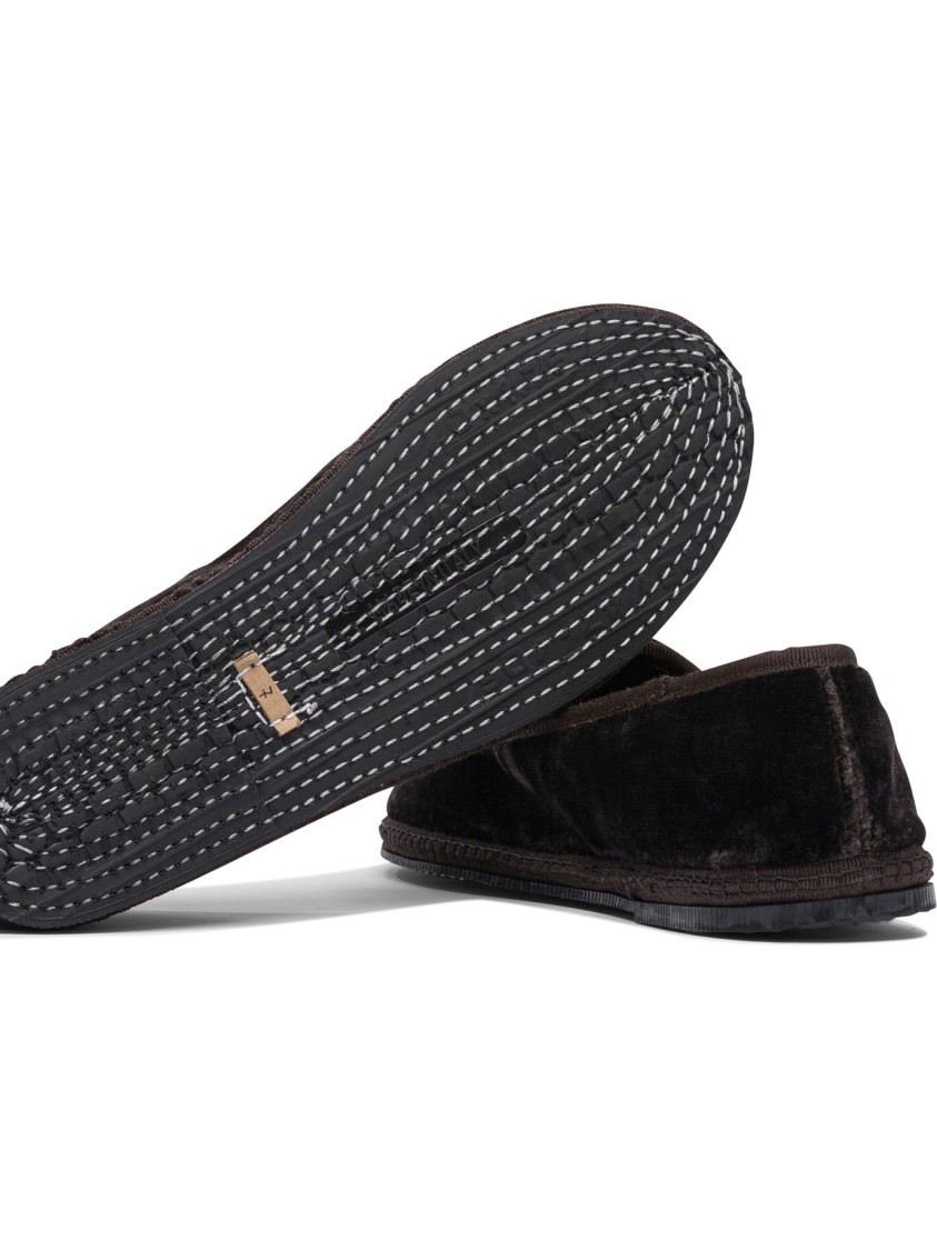 Sentier Di Segantin Roberta Brown Slip-on Loafers With Plush Fabric And Rubber Sole In Black