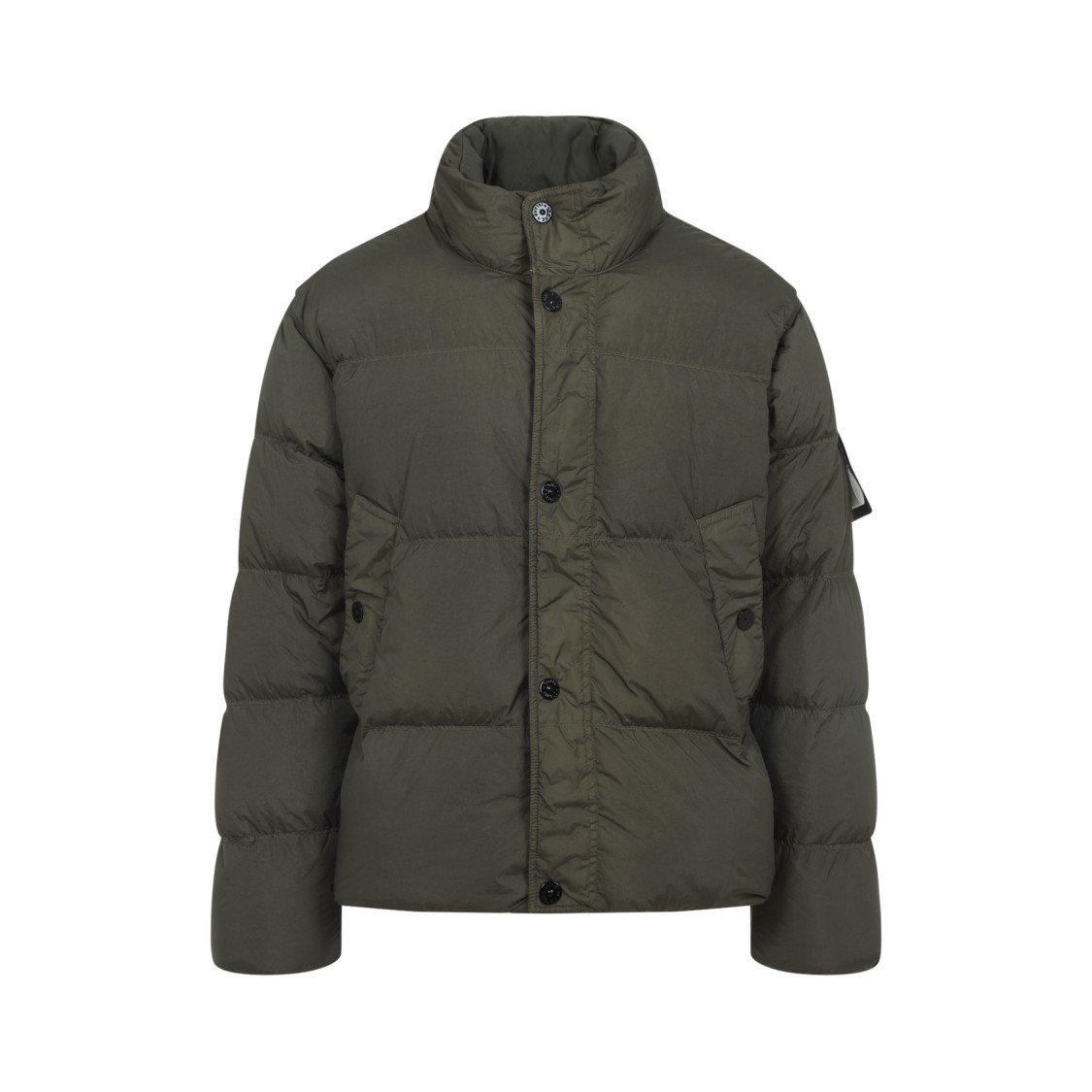 Stone Island Quilted Nylon Jacket Hidden Elements In Green