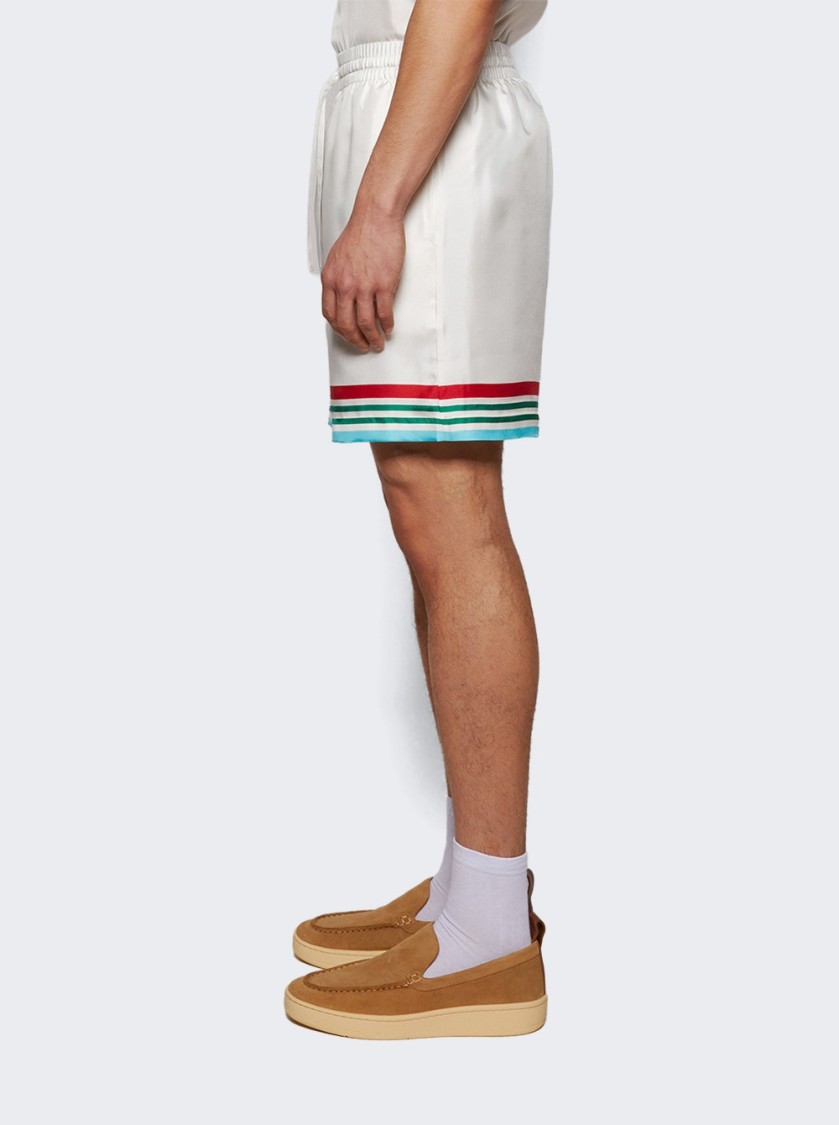 Casablanca Mens Casa Way World Series Relaxed-fit Striped Silk Shorts In White