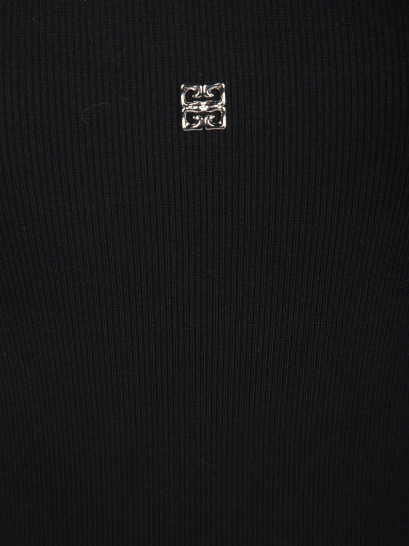 Givenchy Sleeveless Black Stretch Top With Silver Logo Detail In Black