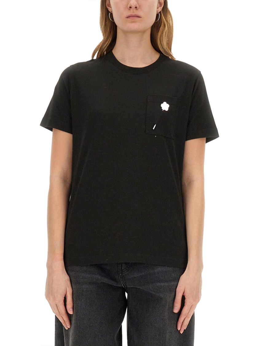 Kenzo 'boke Flower 2,0' Black Crewneck T-shirt With Logo Patch On The Front And Logo Lettering On The Rear In Black