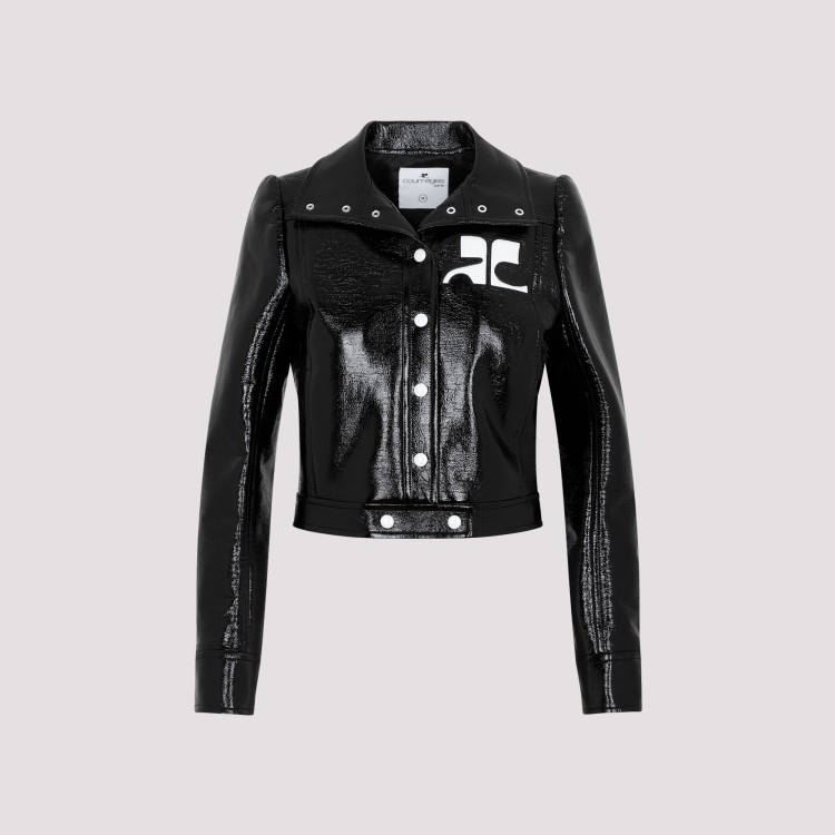 【courrèges】テープロゴデザイン　ブラック　ブルゾンジャケット courrèges】テープロゴデザイン ブラック ブルゾンジャケット