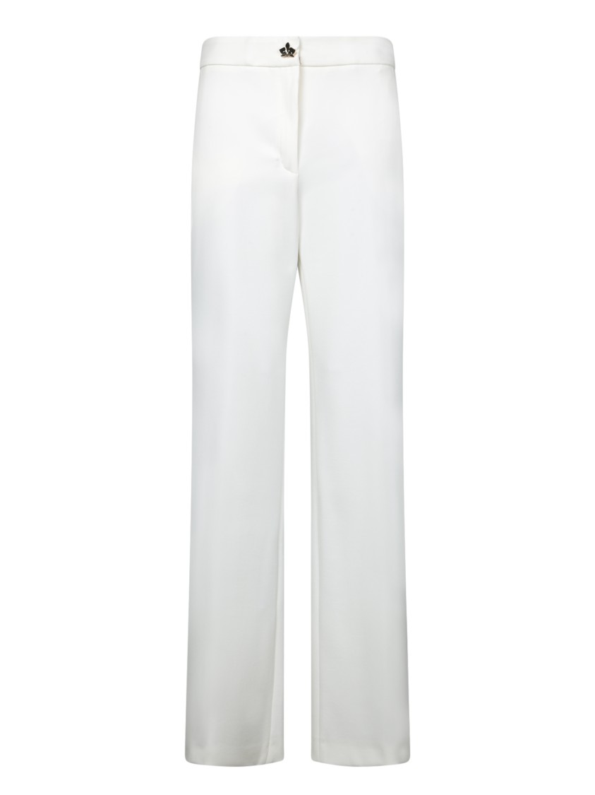 GENNY GENNY HIGH-WAISTED WHITE TROUSERS WITH SILHOUETTE