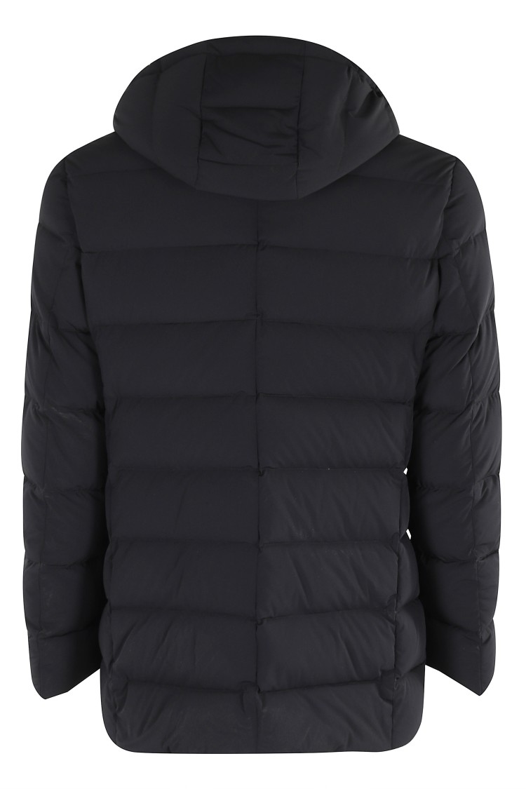 Moorer Double-breasted Hooded Quilted Down Jacket In Black