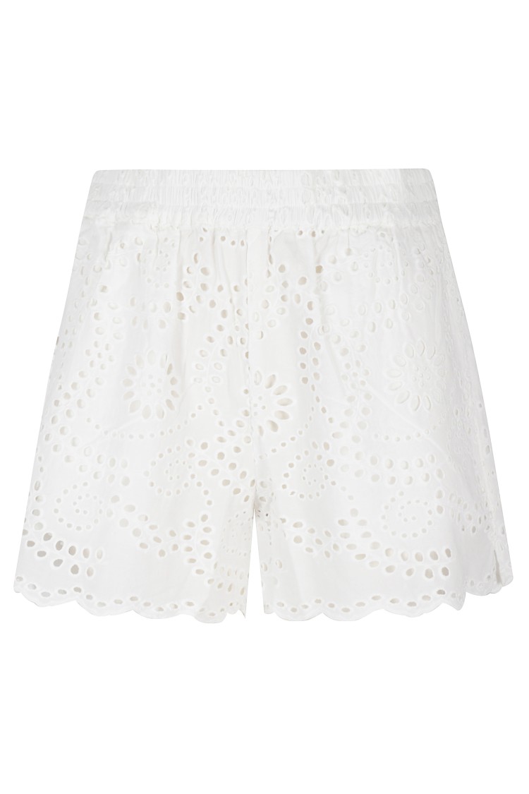MC2 SAINT BARTH MC2 SAINT BARTH FLORAL CUT-OUT WHITE SHORTS