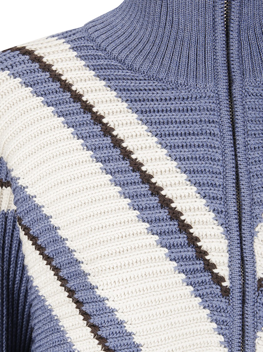 Golden Goose Journey Ws Full Zip Odilia Knit Jacquard V Style In Blue