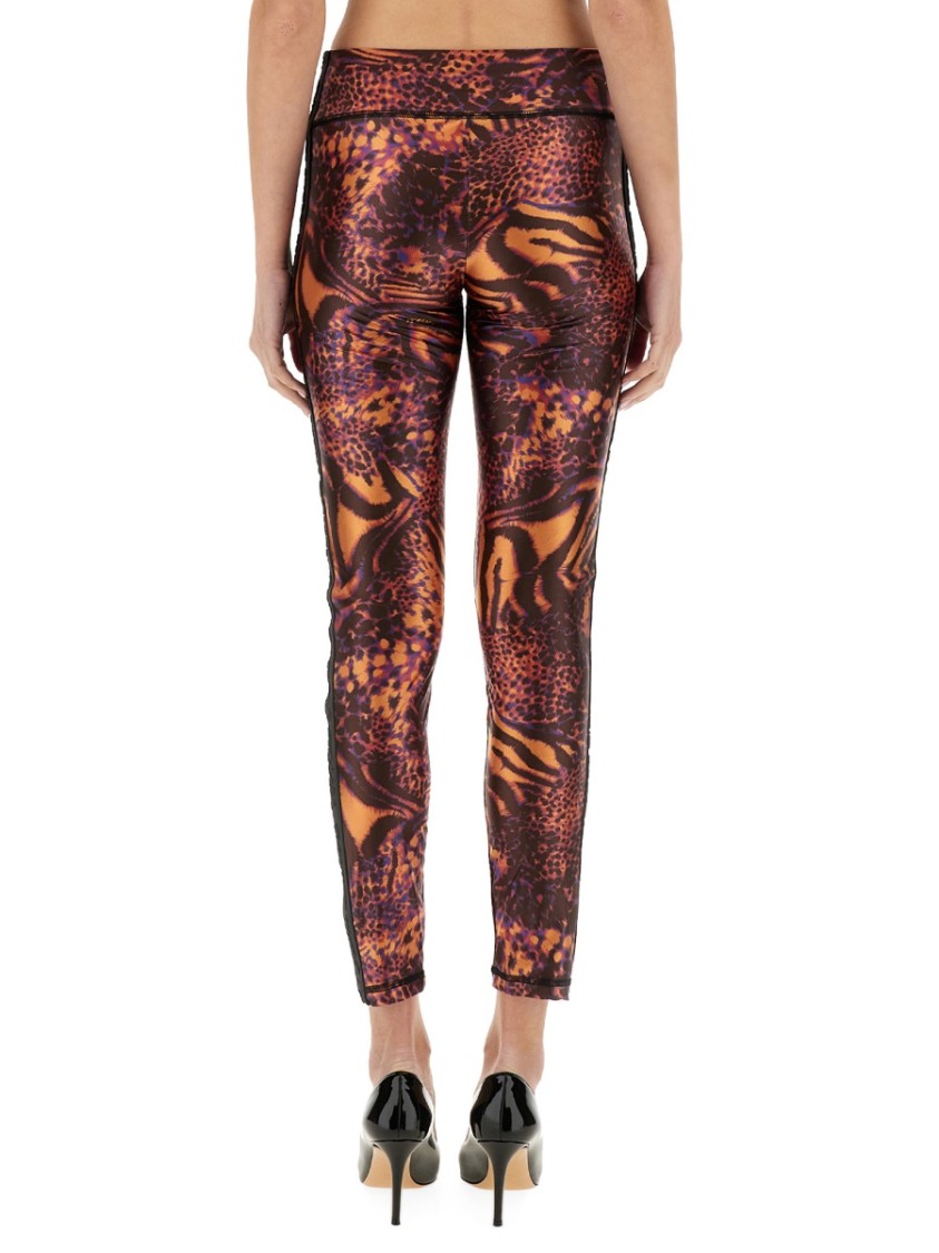 Shop Versace Jeans Couture Slim Fit Printed Activewear Leggings In Grey