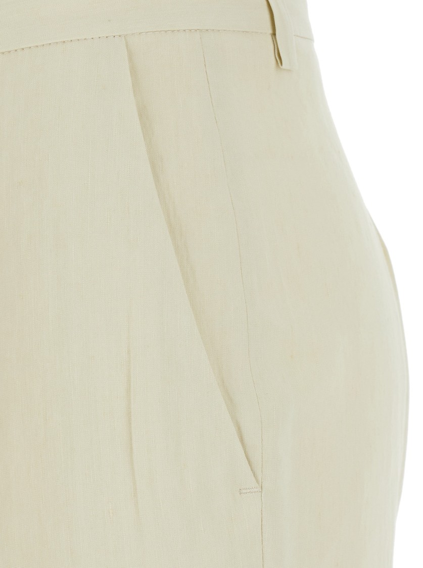 Shop Tela Tailored Flared Linen Viscose Pants In White