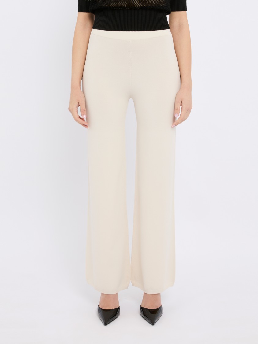 Kangra Cashmere Ivory High-waisted Wide-leg Trousers