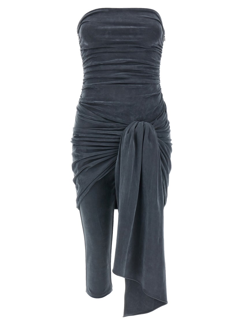 Alexander Wang Vintage Effect Stretch Jumpsuit With Knot Detail In Gray