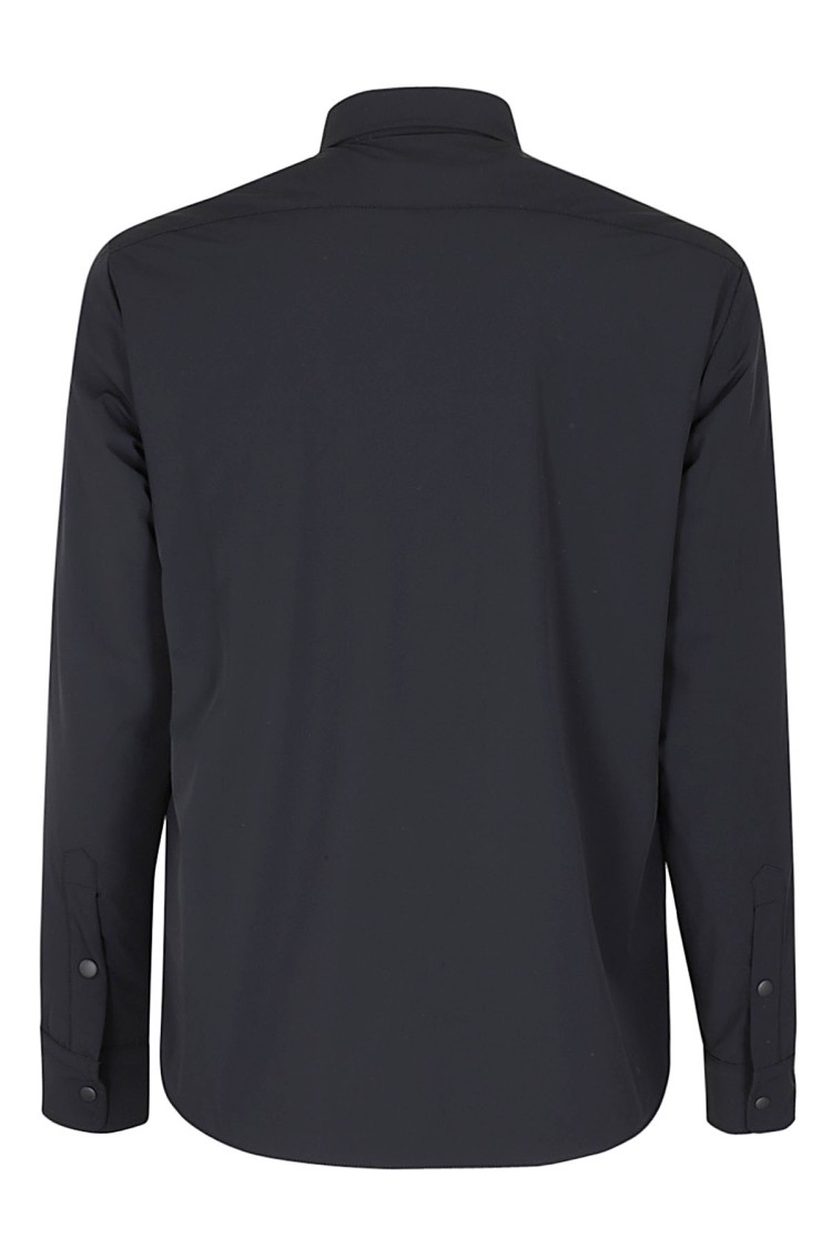 Shop Aspesi Nylon Shirt With Classic Collar And Functional Pockets In Blue