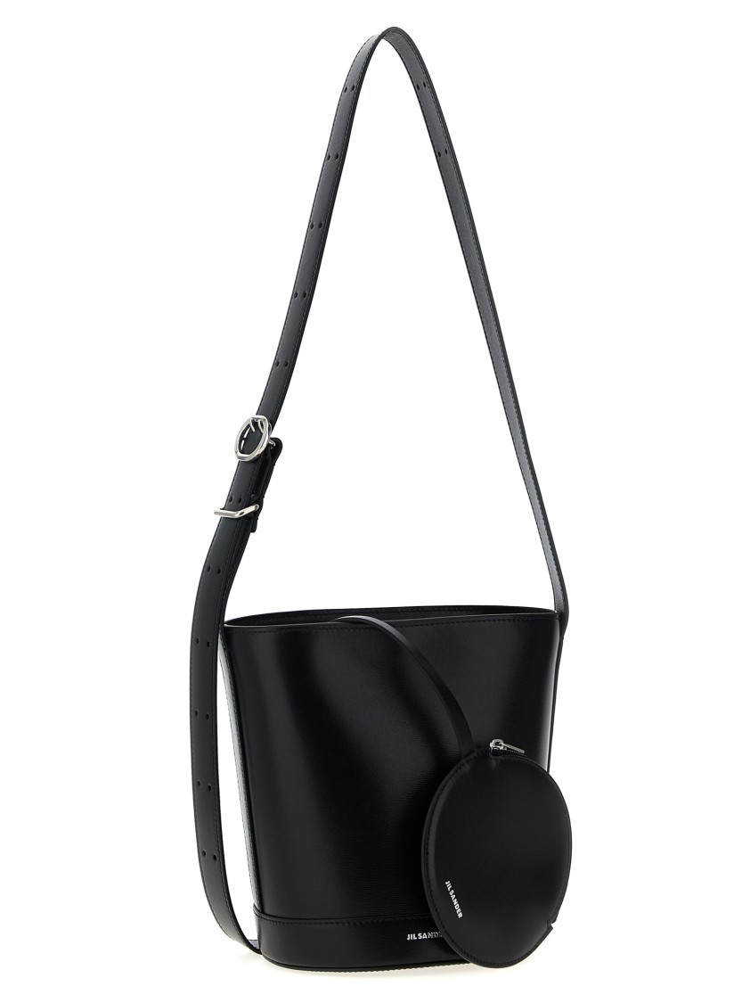 Jil Sander Bucket Shape Shoulder Bag With Adjustable Strap In Black