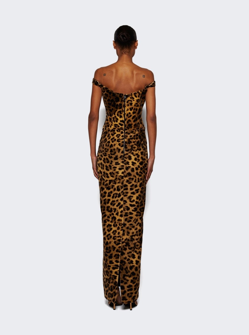 The New Arrivals By Ilkyaz Ozel Sauvage Leopard Print Shakti Cotton Dress In Brown