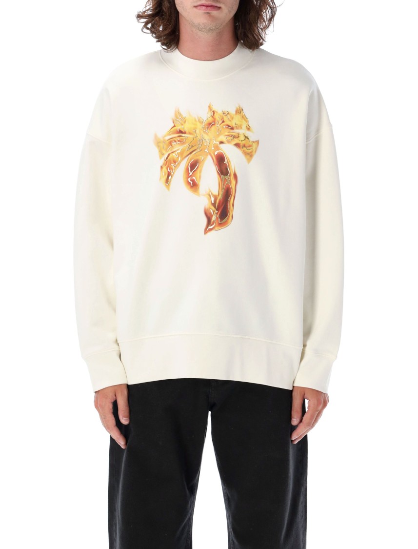 Shop Palm Angels Crew Neck Burning Palm T-shirt