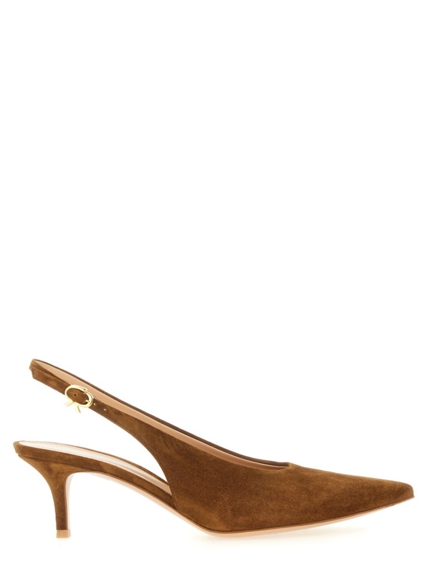 Shop Gianvito Rossi "robbie" Slingback In Brown