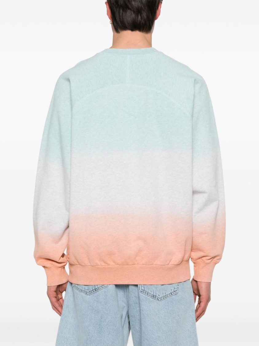 A.p.c. X Asics Dip Dye Crew Neck Sweatshirt With Bold Logo In Multi