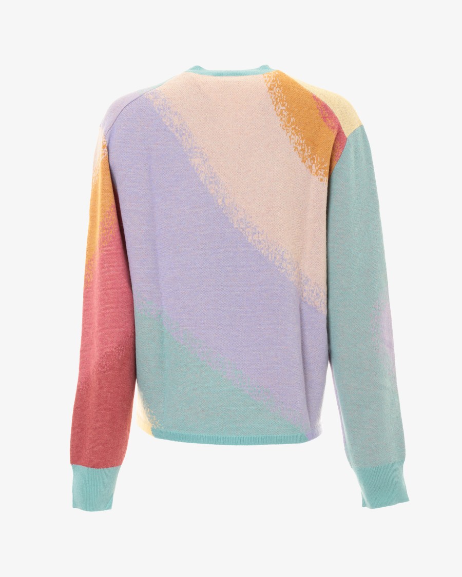 Paul Smith Multicolored Knitted Sweater With Swirl Pattern In White