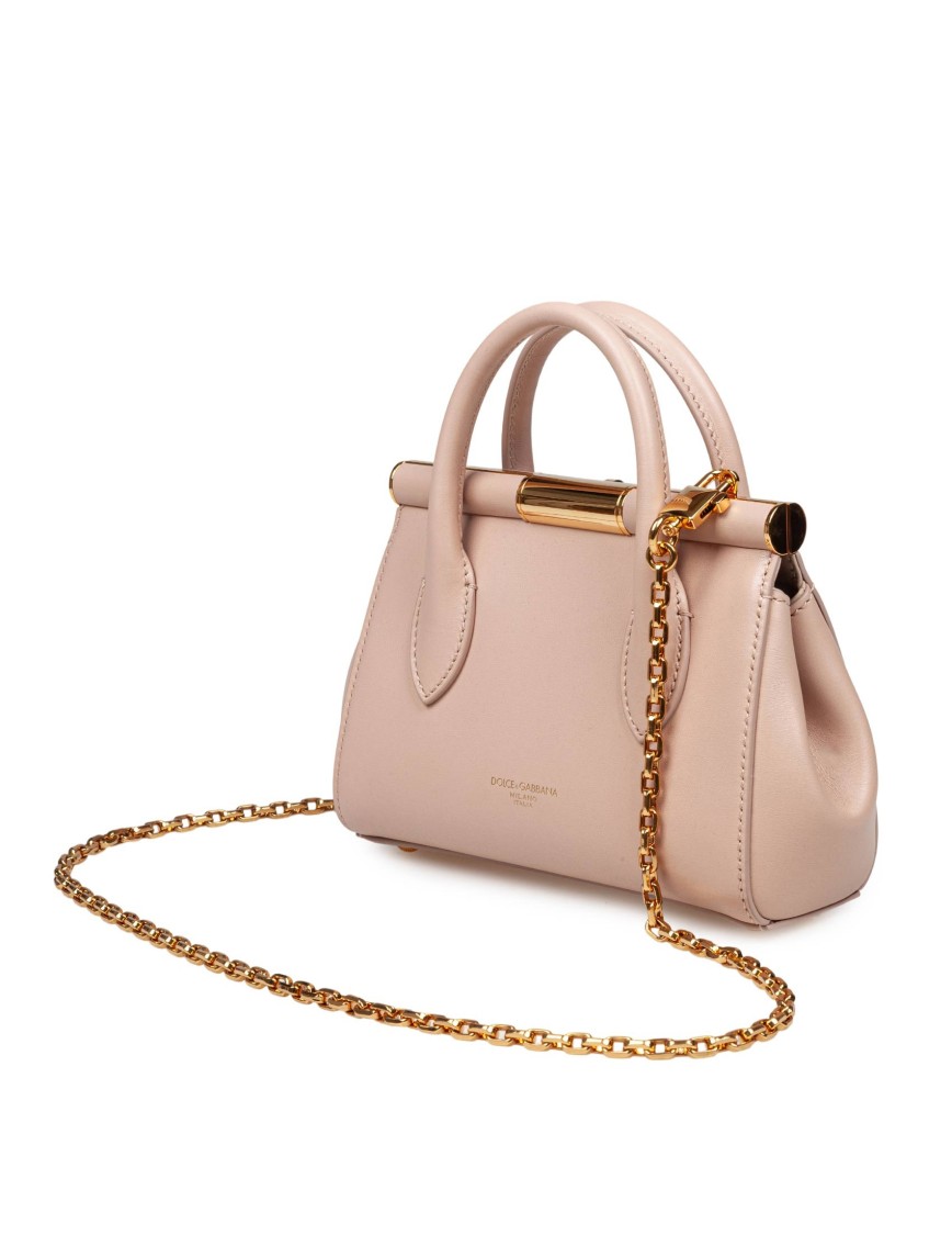 Dolce & Gabbana Beige Leather Marlene Handbag In Neutrals
