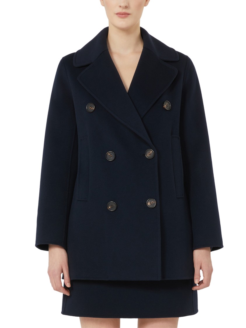 Max Mara Double-breasted Oversized Blue Coat With Belt Detail In Blue