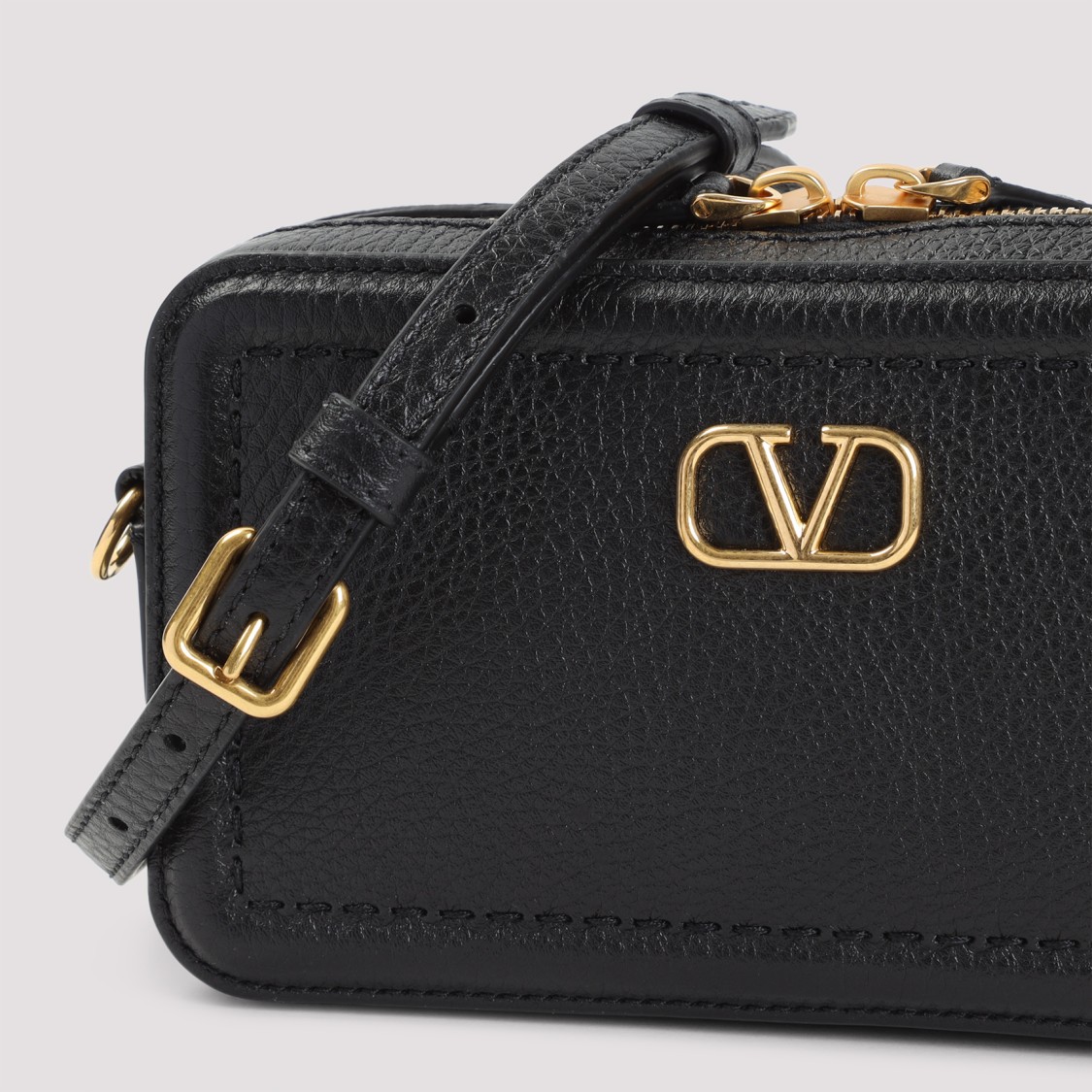 Valentino Garavani Alltime Leather Mini Crossbody Bag In Black