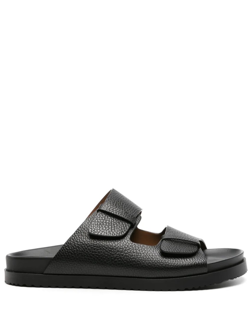 Doucal's Round-toe Leather Slides