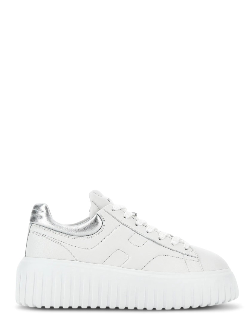 Hogan Chunky Sole White Sneakers With Metallic Accents In White