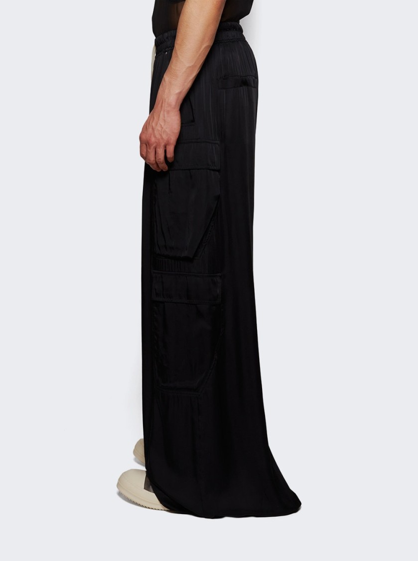 Rick Owens Mens Cargobelas Flared Wide-leg Relaxed-fit Woven Trousers Black