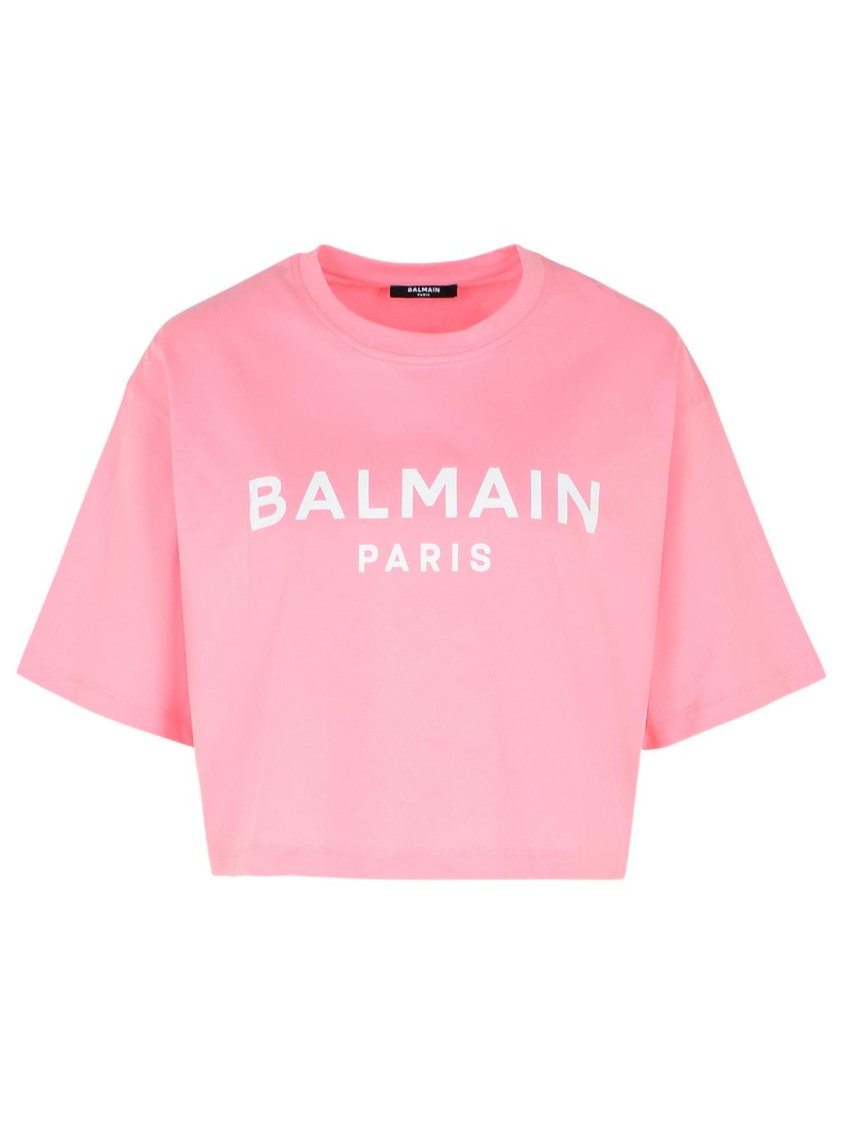 Shop Balmain Pink Cotton Top