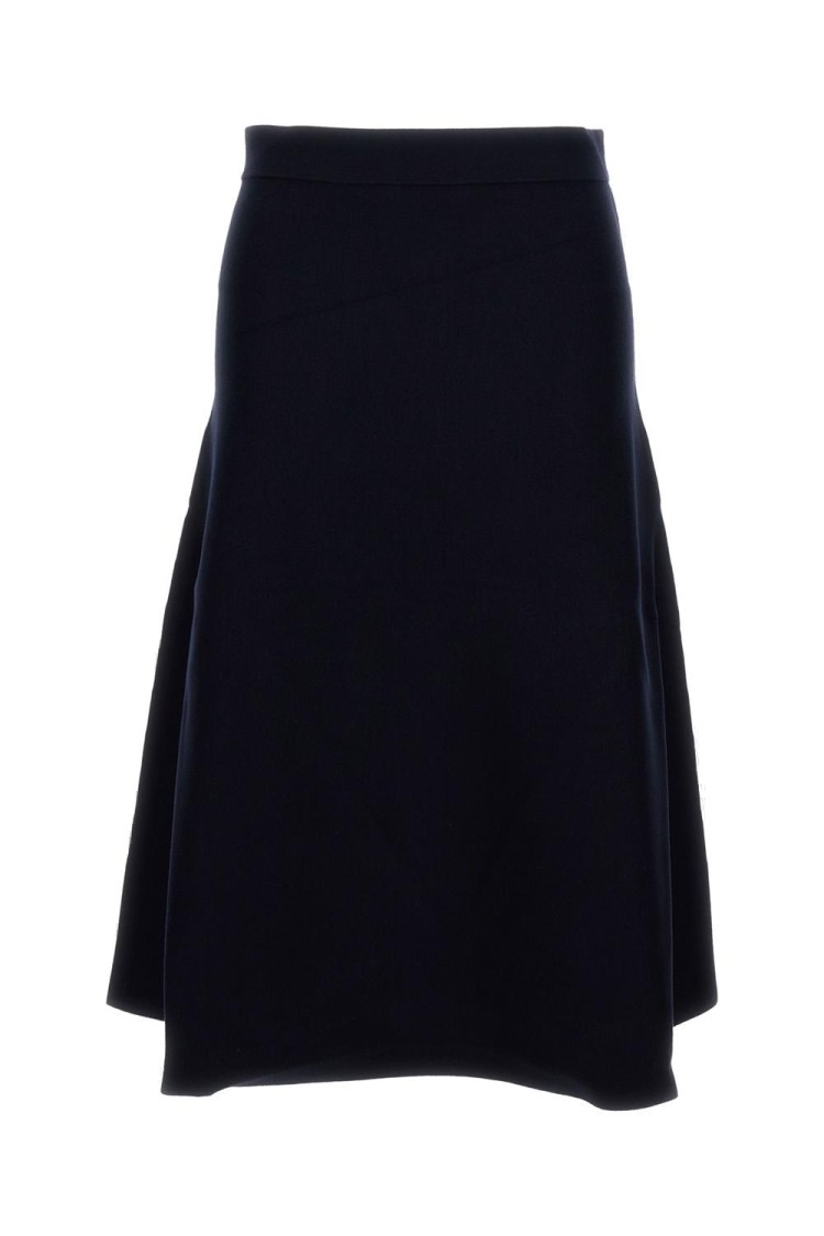 Max Mara High-waisted Flared Skirt With Smooth Finish In Blue