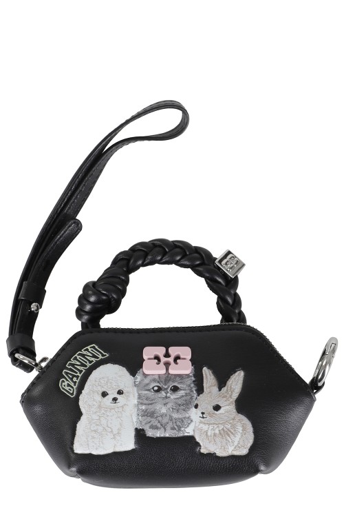 キーホルダー・キーリング Bou Nano Keyring - Ganni - Leather - Black Ganni Bou Bag Nano Animals Keychain Keyring | THE LIST