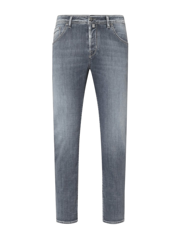 Jacob Cohen Cropped Carrot Slim Fit Jeans With Enzyme Wash And Paisley Bandana