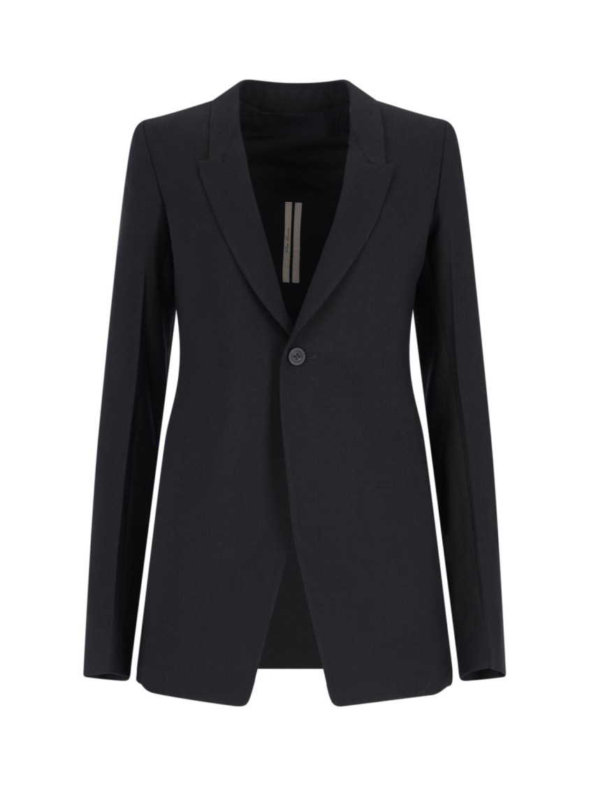 Rick Owens Tailored Jacket With Notched Lapel And Back Vent In Black