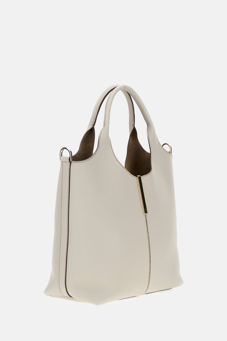 Tod's Minimalist White Handbag With Cut-out Handle In White