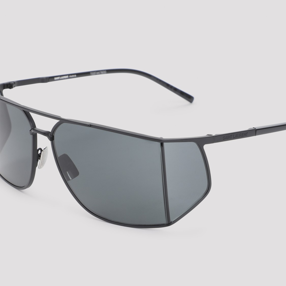 Saint Laurent Aviator Mask Sunglasses Double Bridge Slim Temples In Black
