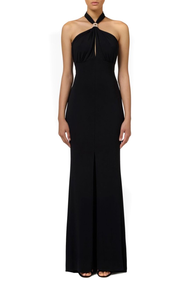 Elisabetta Franchi Knotted Back Halter Neckline Floor-length Dress