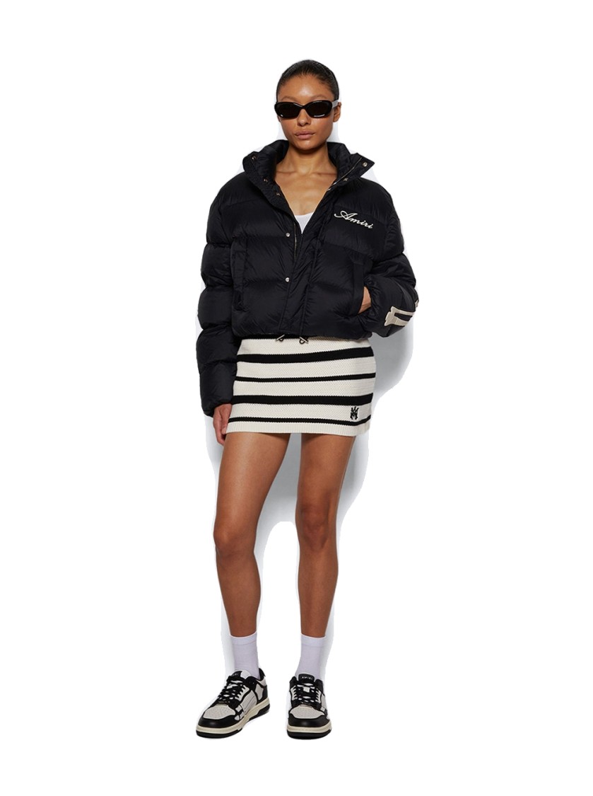 Amiri Bones Cropped Down Jacket Black In Black
