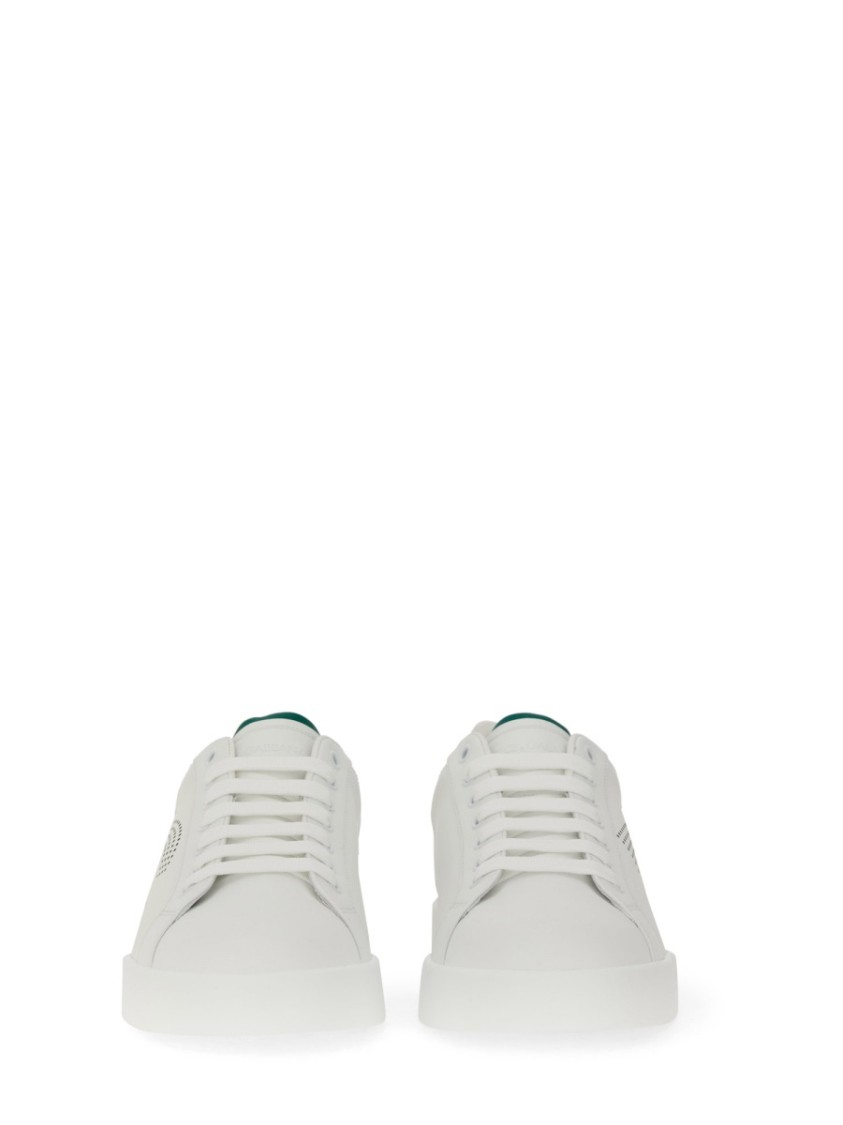 Dolce & Gabbana Portofino Leather Low-top Sneakers In White