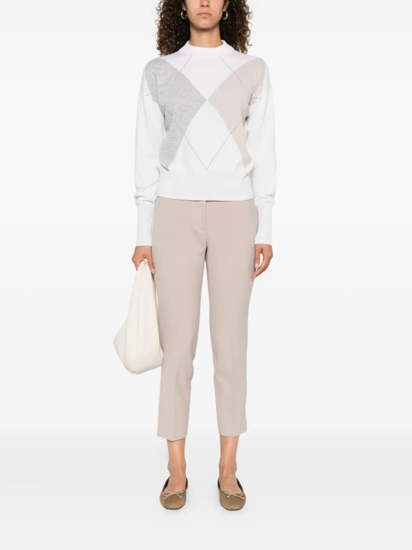 Peserico Geometric Argyle Pattern Cropped Sweater In Neutral