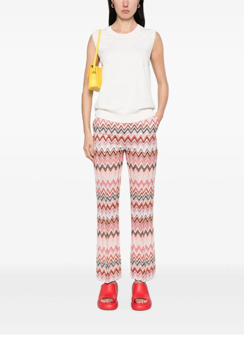 Missoni Flared Zigzag Pattern Trousers With Soft Texture
