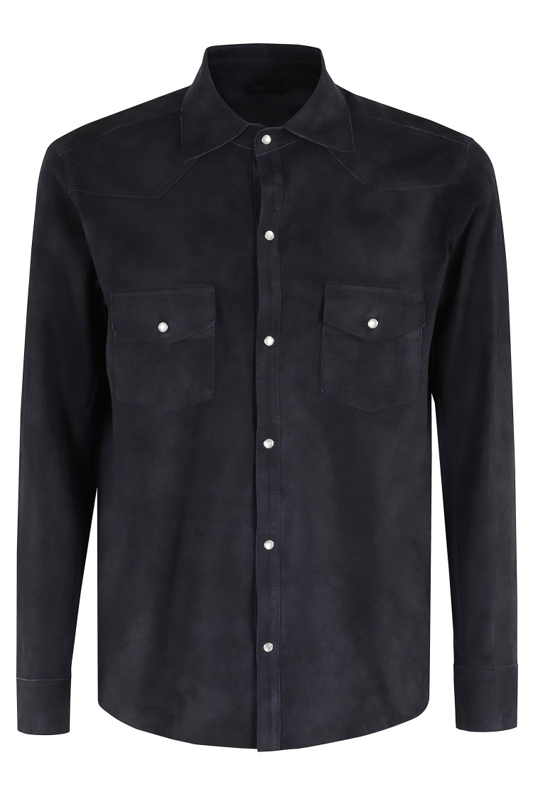 Shop Eleventy Shirt Jacket Texas In Blue