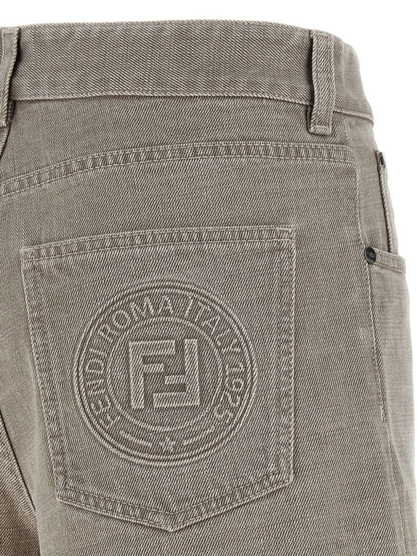 Fendi Grey Denim Shorts In Multi