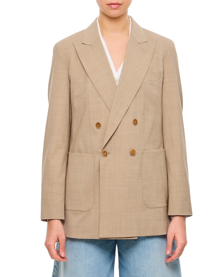 Max Mara Beige Double-breasted Blazer In Neutrals