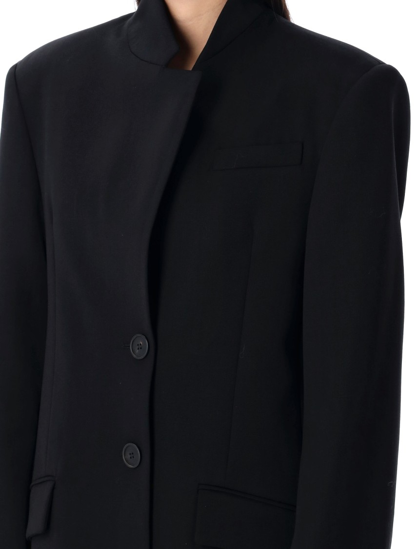 Attico Gabardine Single Breasted Blazer In Black