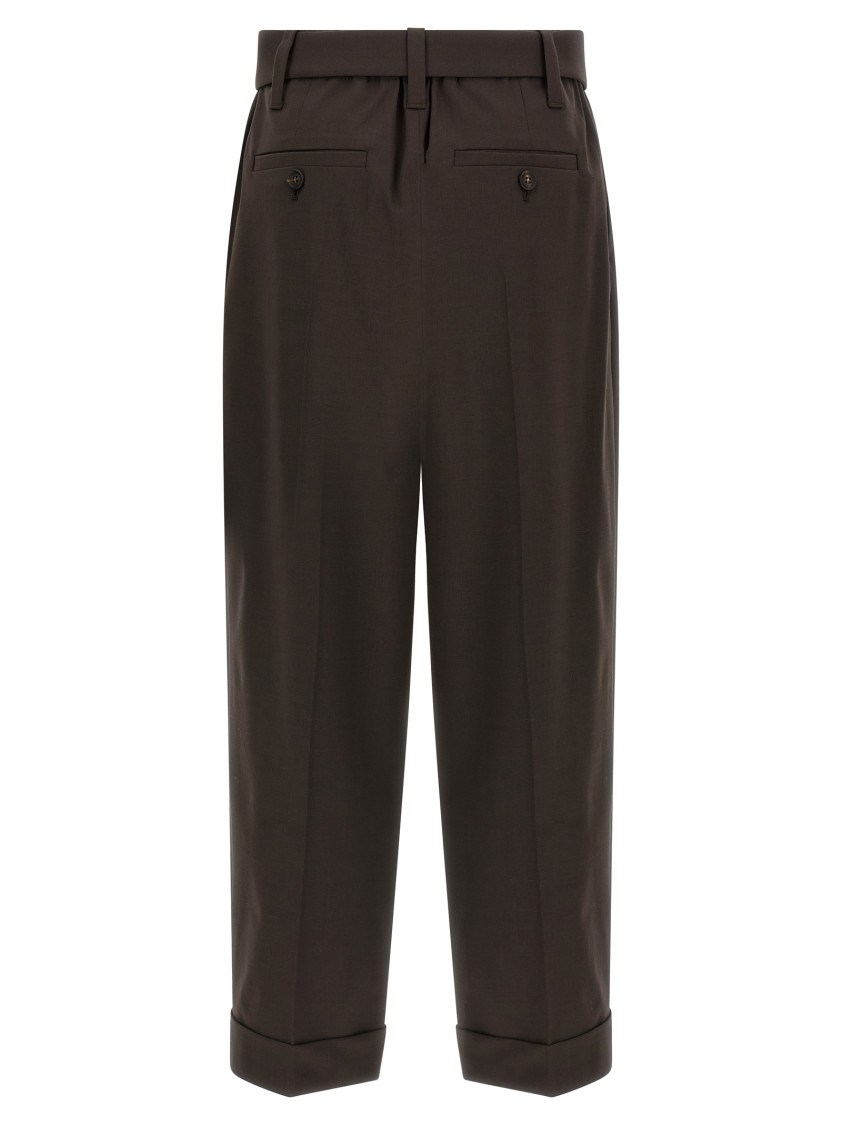 Brunello Cucinelli Baggy Wool Pants In Brown