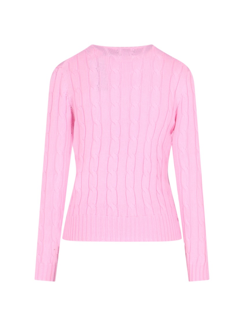 Polo Ralph Lauren Cable Knit Crew Neck Sweater Knitwear Rose In Pink