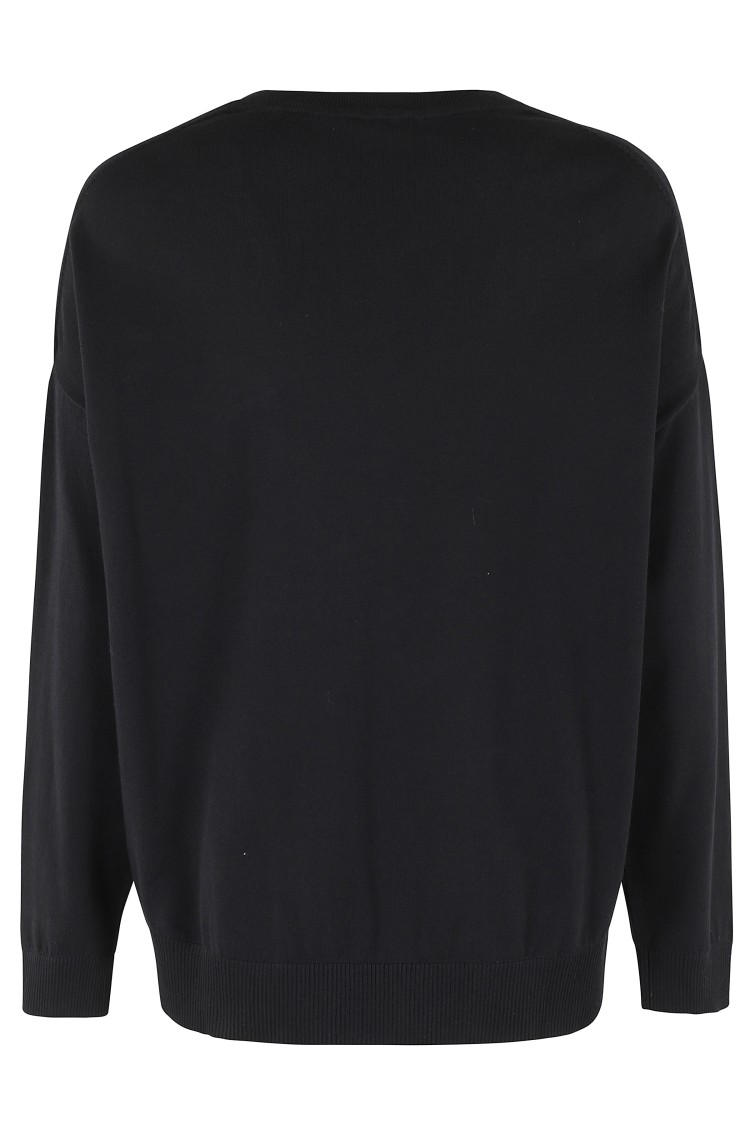 SEMICOUTURE SEMI COUTURE MORGANE BOXY FIT BLACK COTTON SWEATER